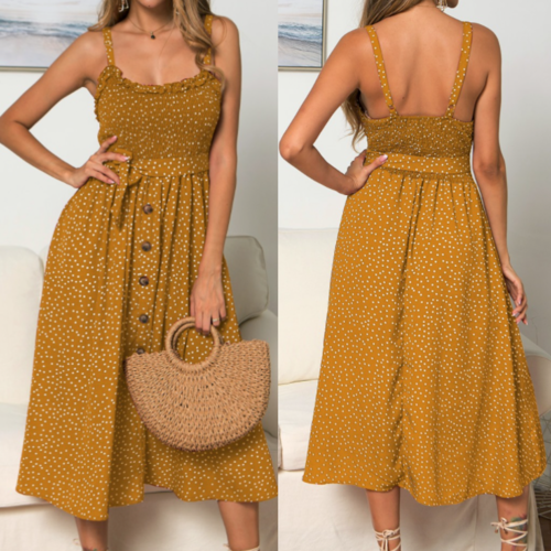 Load image into Gallery viewer, Women Spaghetti Straps Polka Dot Maxi Dress
