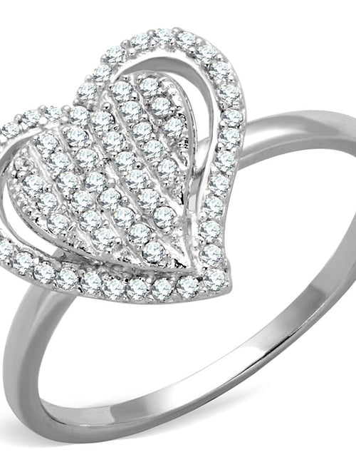 Load image into Gallery viewer, TS192 - Rhodium 925 Sterling Silver Ring with AAA Grade CZ  in Clear
