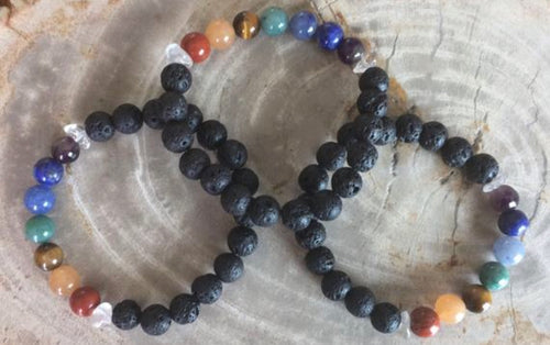 Load image into Gallery viewer, Aromatherapy Chakra Diffuser Bracelet with Genuine Gemstones!
